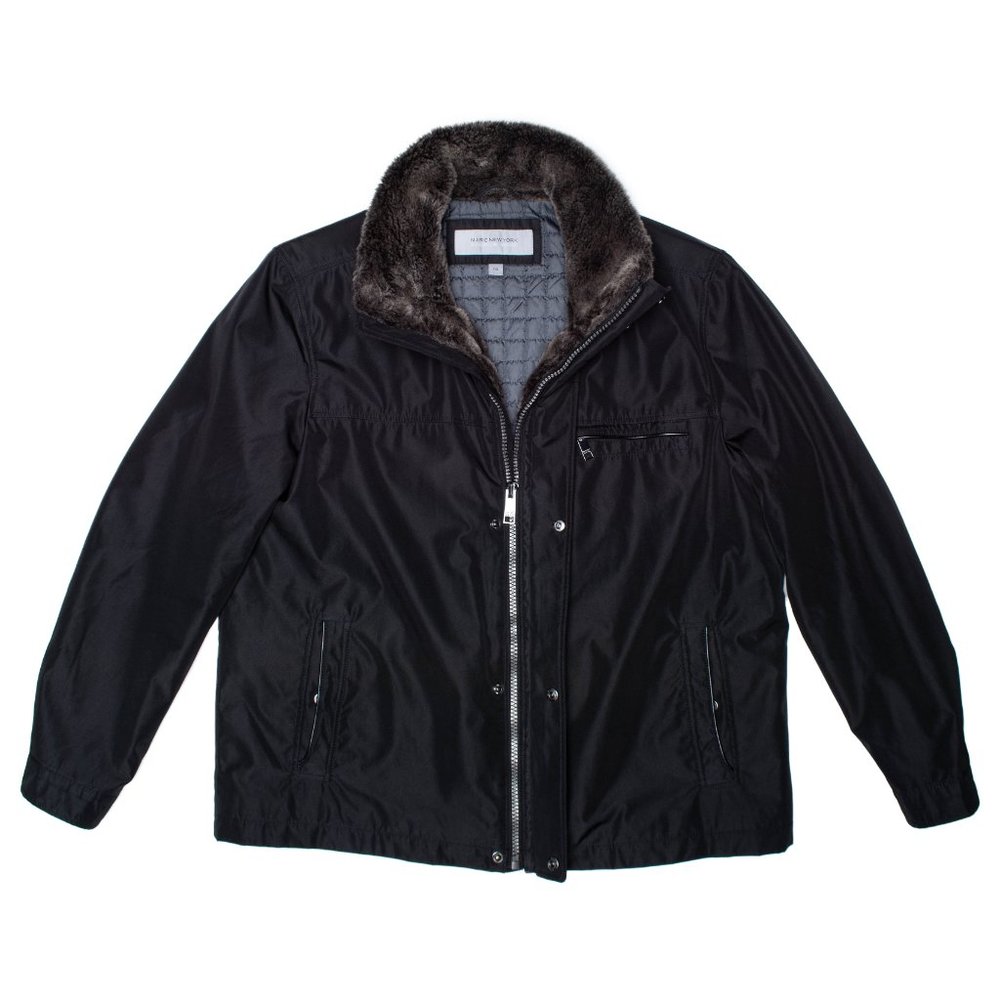 Marc New York Andrew Mark Mens Size XXL Black With Faux Fur Collar Jacket